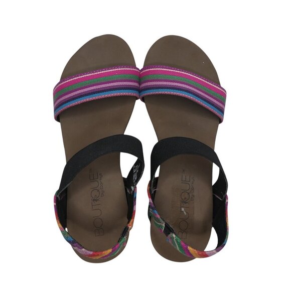 Boutique by Corkys Rum Multicolor Striped Open Toe Wedge Sandals Womens 9 - Picture 6 of 12